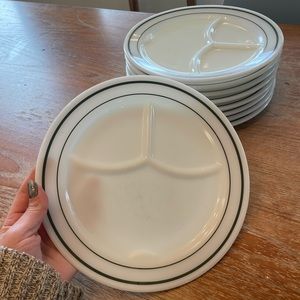 Vintage Pyrex Plates Double Emerald Line 791
